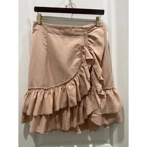 IRO Linen Cotton Blend Ruffled Side Zip Tiered Skirt Sz 42 US 10